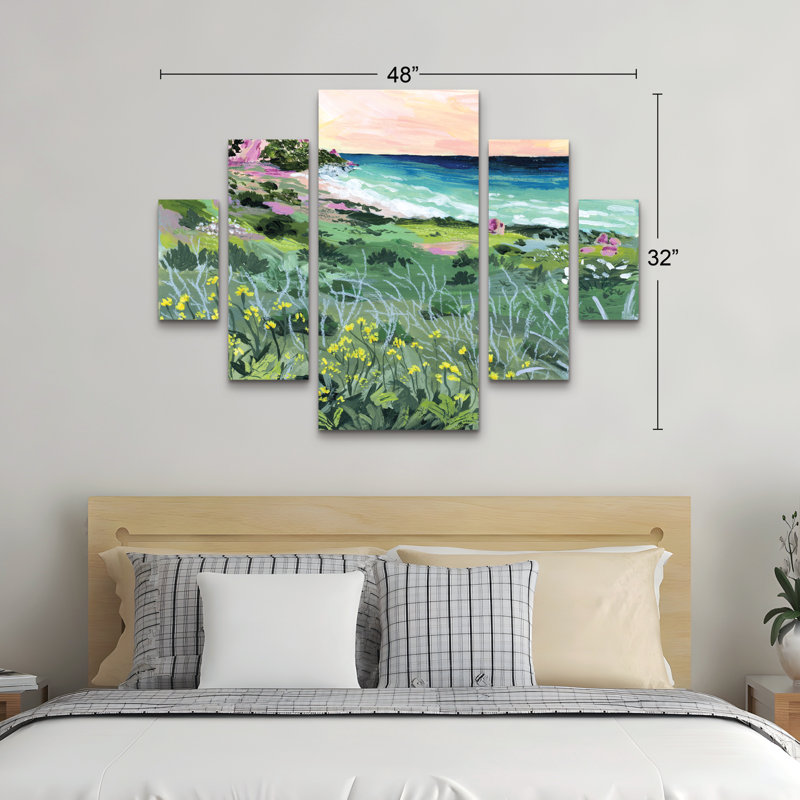 5 Panel Wall Art Set - Sarah Gesek 'Sunset Rock' Canvas Wall Art for Living Room, Bedroom, or Office Decor by 