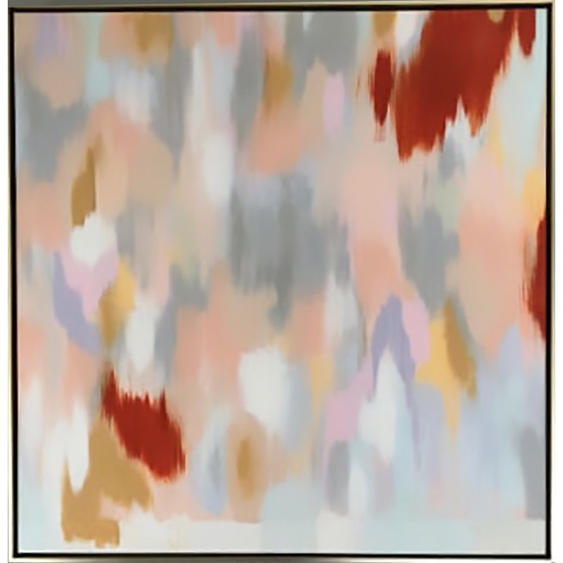 Coral, Silver, Taupe, Orange, And Gray, Pair Coral, Silver, Taupe, Orange, And Grey I by Joyce Creiger - Single Picture Frame Painting on Canvas