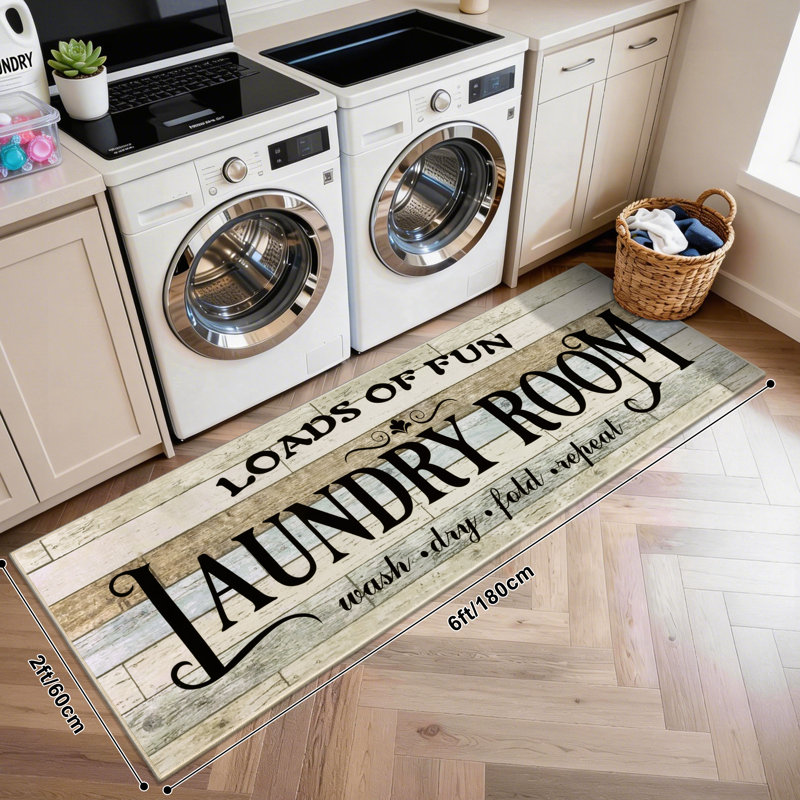 2'x6' Washable Non Slip Kitchen Mat Runner Rug, Beige