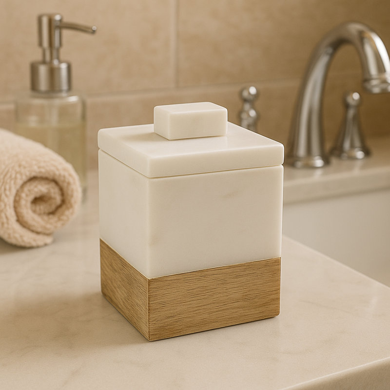 Lefkoniko Marble Bathroom Storage Container