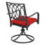 Ensemble de salle à manger 7 pièces en métal avec trou pour parasol et chaises pivotantes avec coussins-122048994