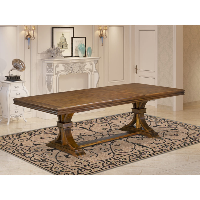 Une table de salle à manger en bois avec plateau rectangulaire amovible, H 30 po x L 100 po x l 44 po, Noyer antique