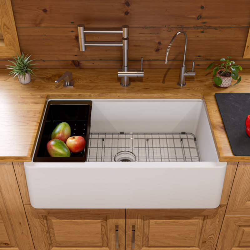 33'' L Single Bowl Granite Kitchen Sink, White