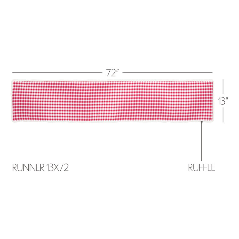 Festive Finds Gingham 100% Cotton Table Runner, 36" L x 13" W, Red
