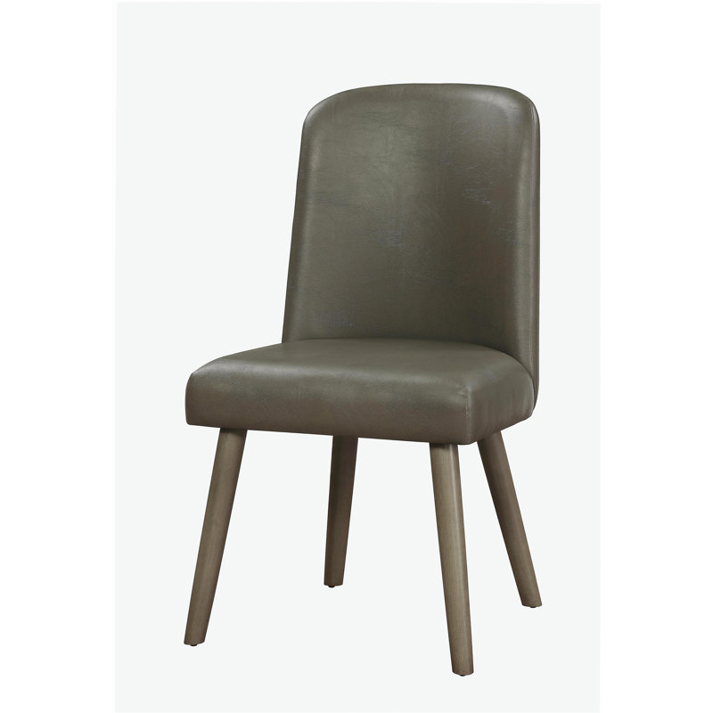 Chaise d'appoint en cuir synthétique Velen gris avec grain de bois de chêne gris (ensemble de deux pièces)