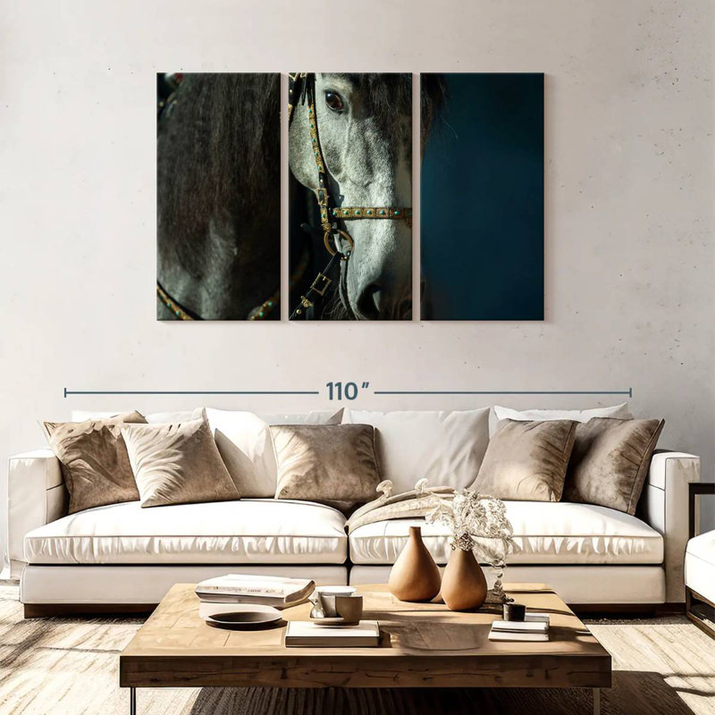 Cheval andalou bridé Brampt, H 48 po x l 74 po
