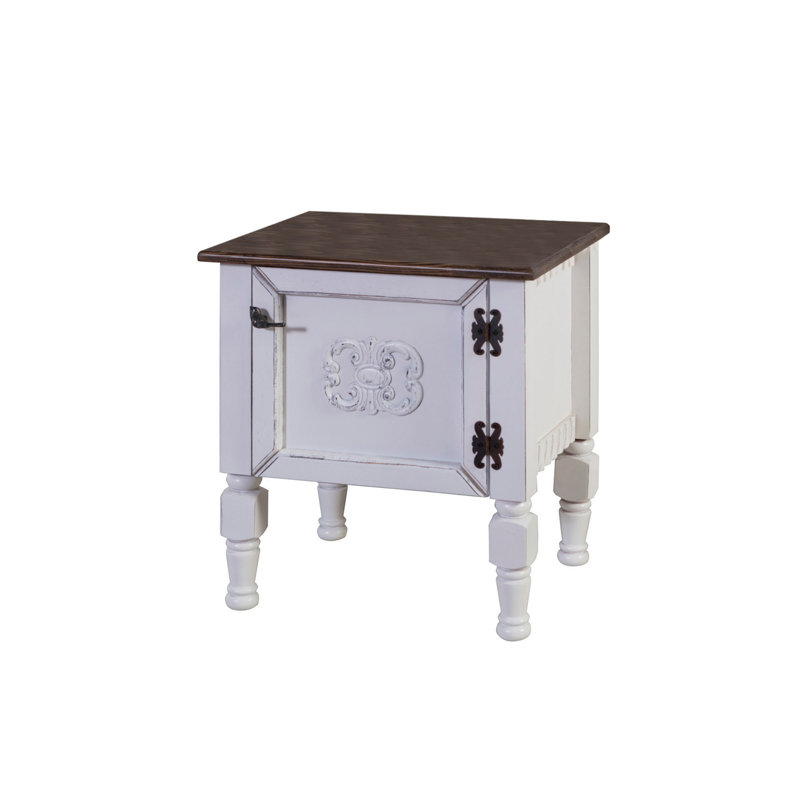 Ekpen 50cm W Manufactured Wood Bedside Table, Brown/White