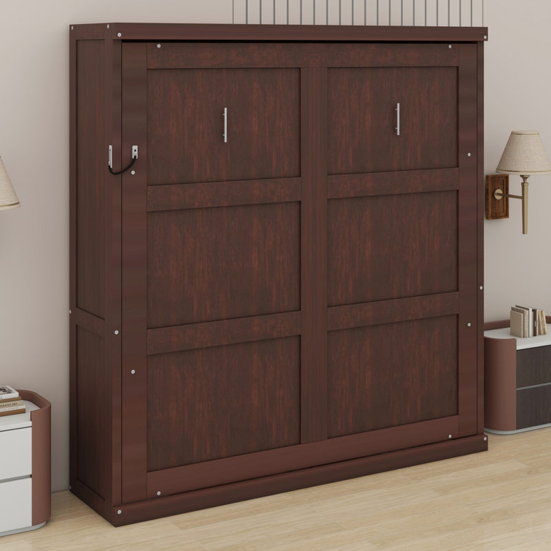 Lit escamotable escamotable dans une armoire Murphy, Espresso, Full / Double