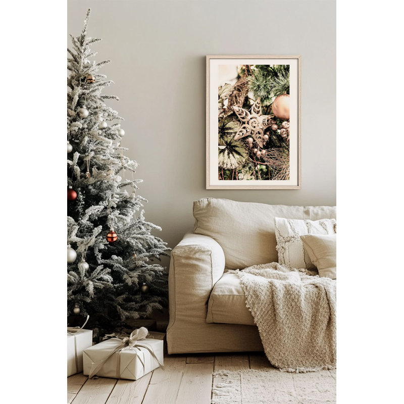«Festive Christmas», peinture encadrée décorative de 13,0 po x 19,0 po | Cadre 100% bois massif (épaisseur: 0,8 pouce), œuvre d'art 100% MDF | Impression numérique pour des couleurs vives, décoration murale parfaite pour la maison et le bureau