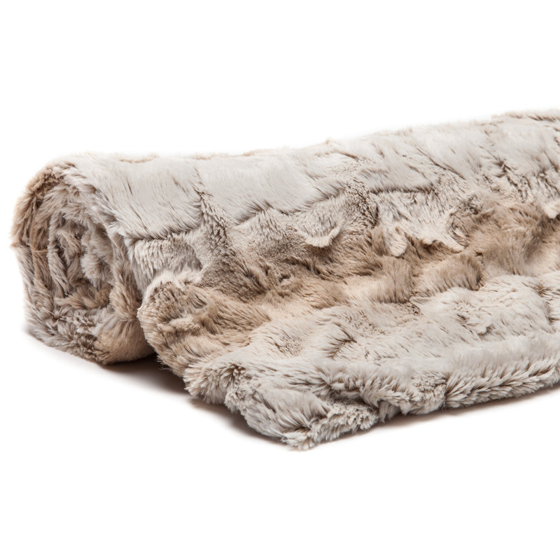 Falling Leaf Faux Fur Throw, 50" W x 65" L, Brown