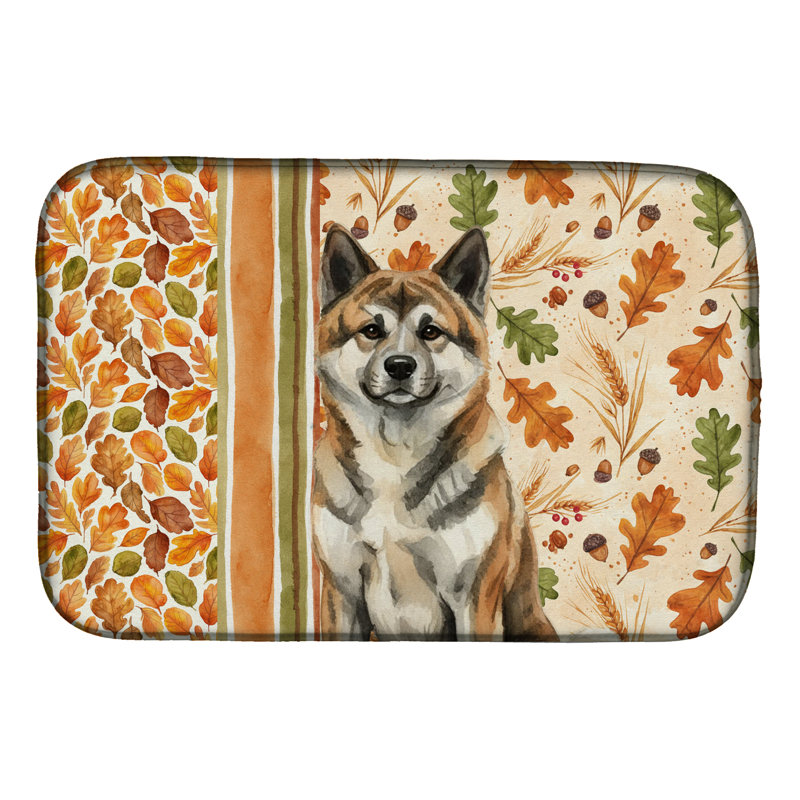 Brindle Akita Heirloom Fall Dish Drying Mat