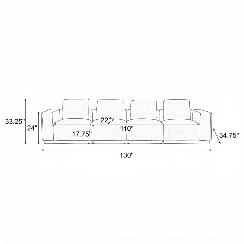 Canapé modulaire modulaire avec sièges plus larges et conception reconfigurable pour un confort et une polyvalence ultimes, 4