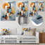 Orange et bleu cubisme Assemblage I - collage abstrait en métal, art mural dans le salon-1397416223