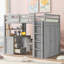 Lit mezzanine double avec tiroirs, bureau et garde-robe-2032731449