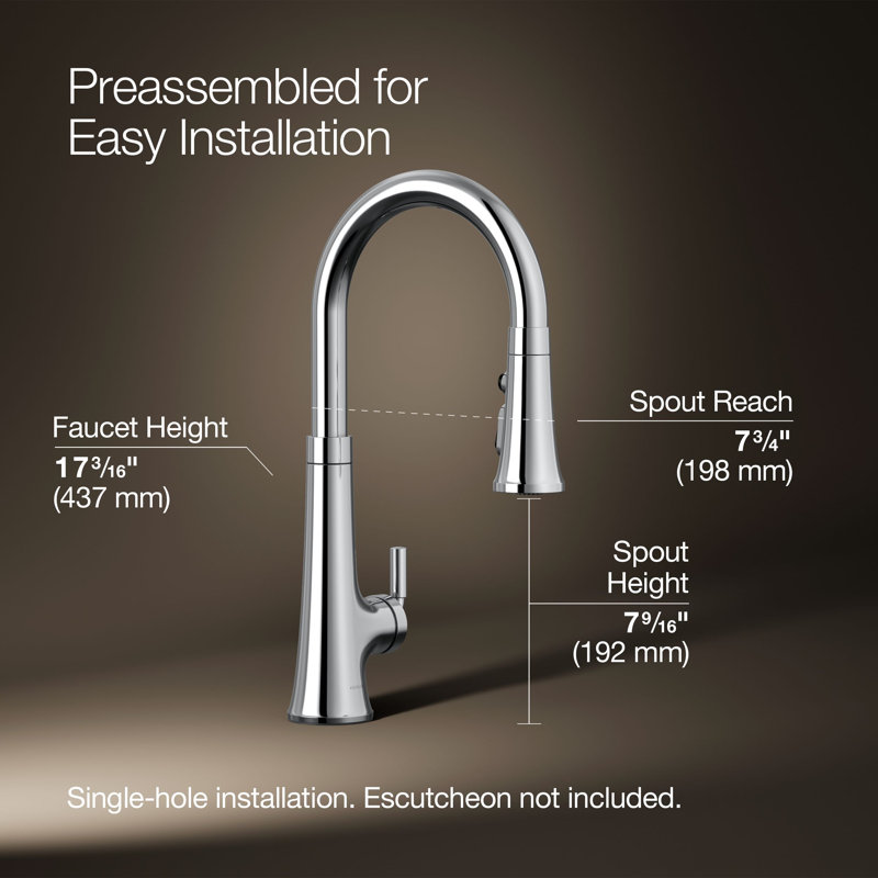 Tone Touchless Pull-Down Kitchen Sink Faucet with Three-Function Sprayhead, Polished Chrome