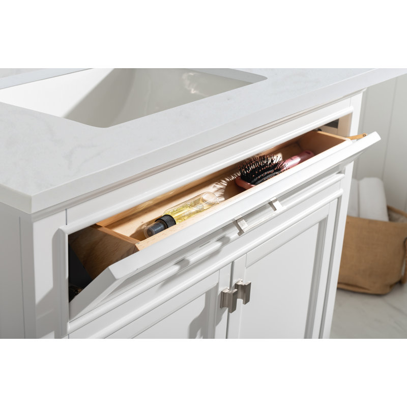 Ensemble de meuble-lavabo simple 36 po Arruda, Blanc, Nickel brossé