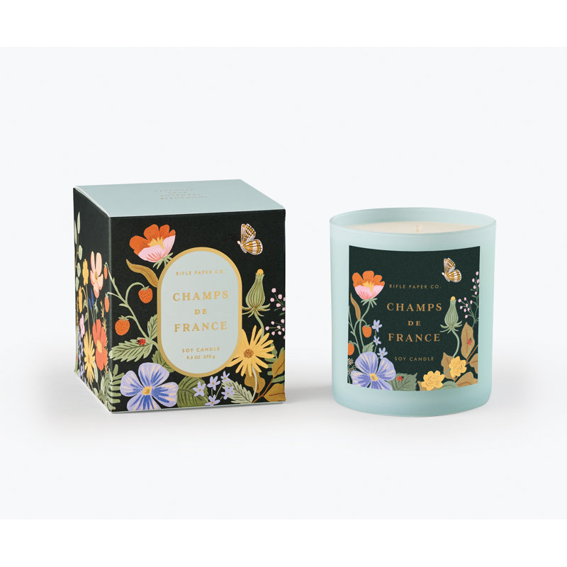 Champs De France Scented Jar Candle with Glass Holder