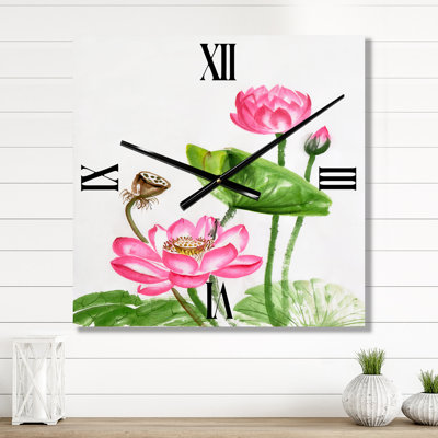 Horloge murale Lotus in the Pond III
