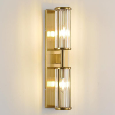 5.12 in. Dimmable Flush Mounted Armed Wall Sconce with Glass Rod Shades