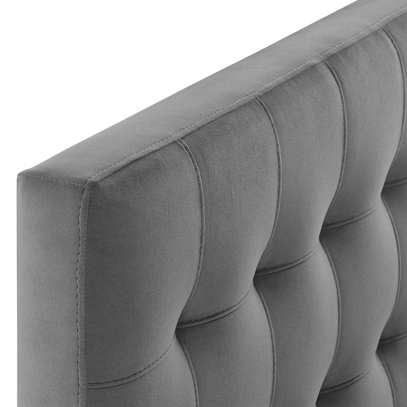 Gray Twin Upholstered Biscuit Tufted Velvet Headboard