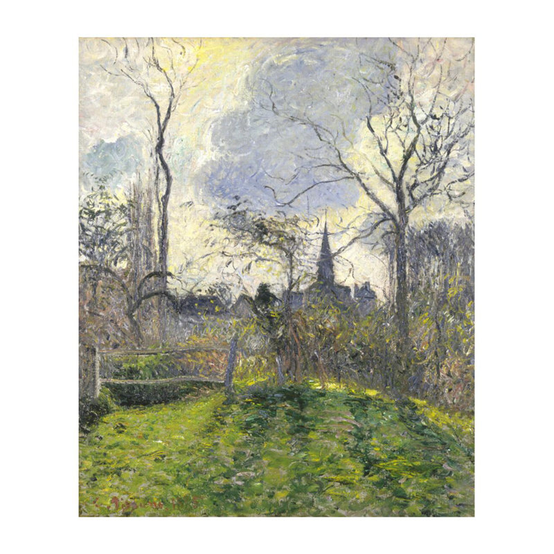 Le clocher de Bazincourt par Camille Pissarro - Estampe numérique, H 28 po x l 22 po