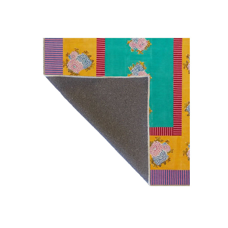 Tapis tissé mauve à motif floral lavable, Sous-tapis rectangulaire 2 pi 6 po x 4 pi 11 po
