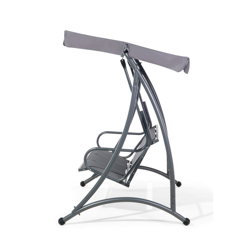 Andrii 3 Person Metal Porch Swing with Stand, Grey