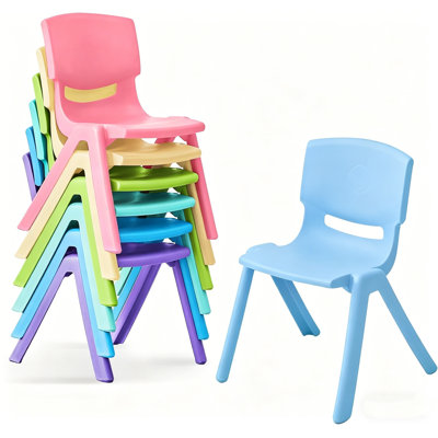 6Pcs Stackable Kids Plastic Chairs, 11" Seat Toddler Flexible Seating for Classroom Daycare Elementary School,Light Colour