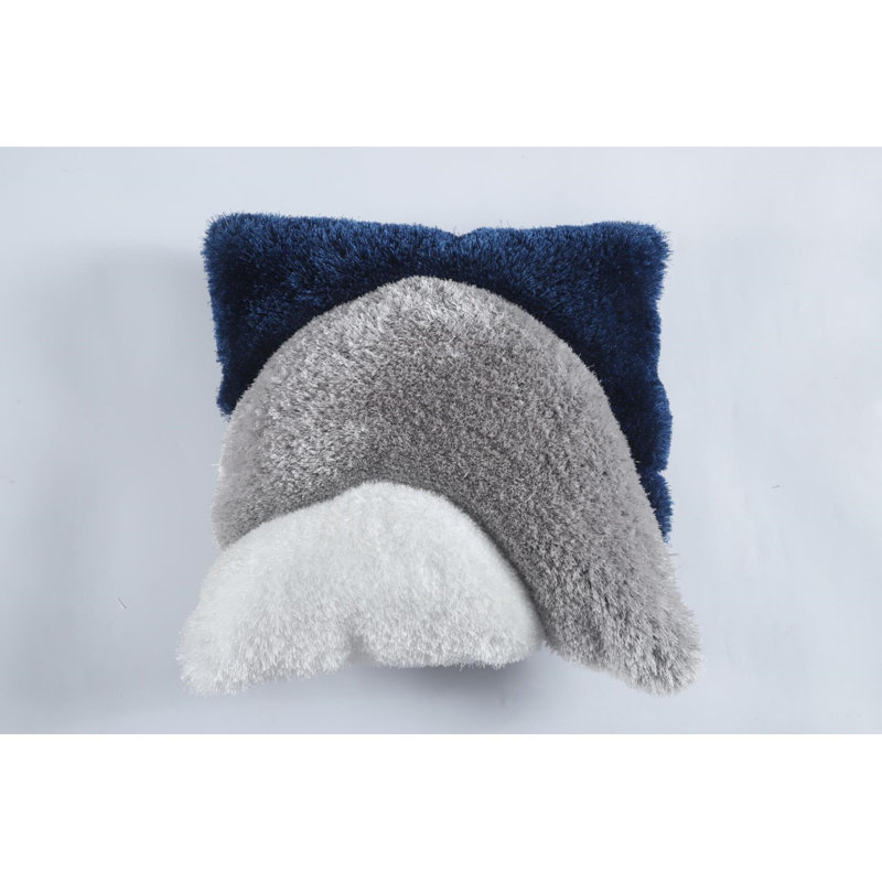 Coussin à poils longs 20 po x 20 po Mateos Collection, Bleu / gris / blanc