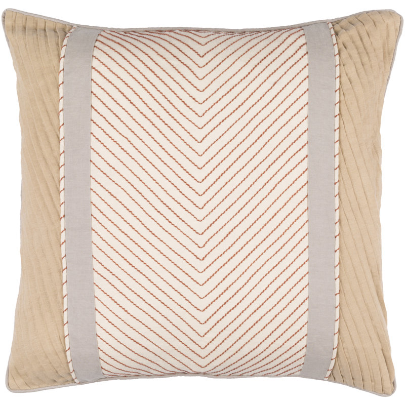 Leona Linen Reversible Throw Pillow, Neutral\Brown, 22" H x 22" W x 0.25" D
