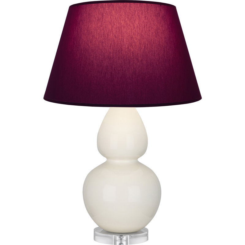 Double Gourd Table Lamp, Navy/Gray, Daisy Glazed/Silver