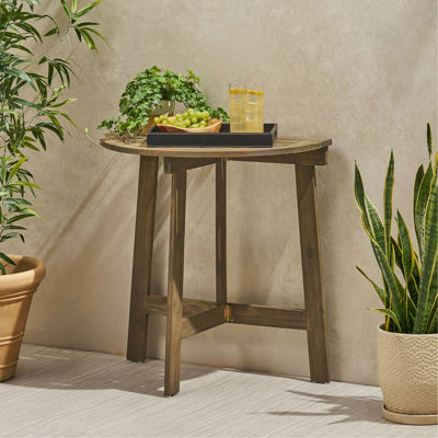 Table bistro semi-ronde pliante en bois d'acacia peu encombrant pour terrasse, finition grise