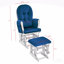 Fauteuil coulissant et repose-pieds Mason en bois blanc et tissu bleu marine