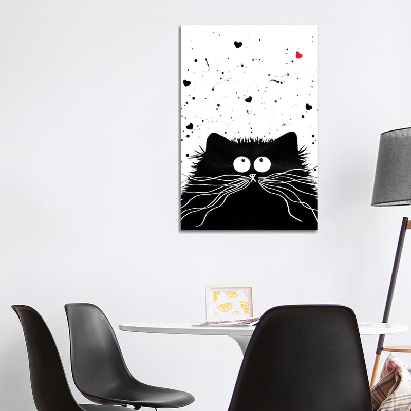 Félin affectueux par Kim Haskins-impression d’art graphique, H 40 po x l 26 po x P 1,5 po, Toile tendue, Pas de tapis