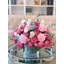 17 Inch Large Pink Real Touch Rose and Peony Centerpiece in Clear Glass Vase, Faux Floral Arrangement with Eucalyptus, Dining Table and Wedding Centerpiece