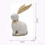 Figurine 13,8 x 6,1 x 20,9 po en forme de lapin en magnésium blanc avec oreilles en fer doré