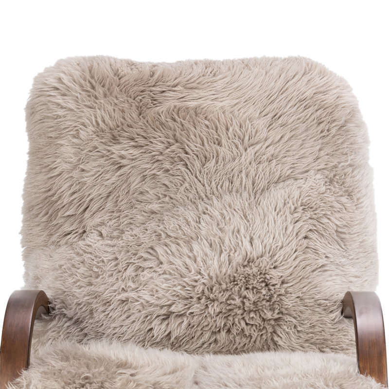 Tobin Armchair, Terra Brown Parawood, Taupe Mongolian Fur