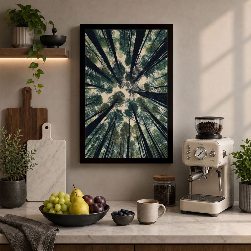 Forest Cathedral Scandinavian - Wrapped Canvas, 30x20 - 76.2 x 50.8 cm, Ochre Border