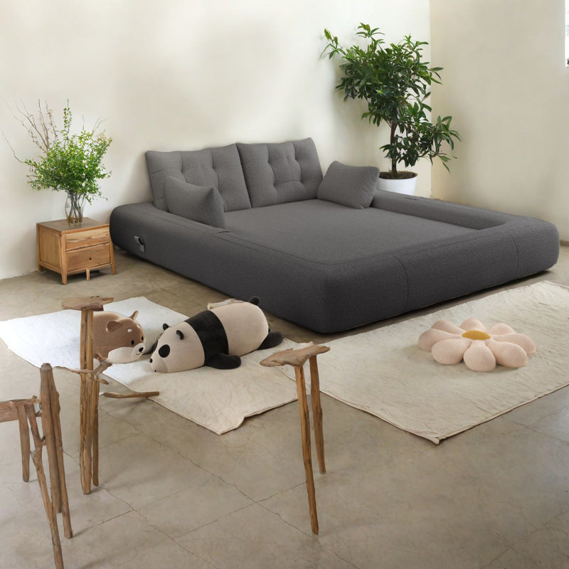 Compression Multifunctional Sofas, Teddy Fabric Modern Home Sleeper