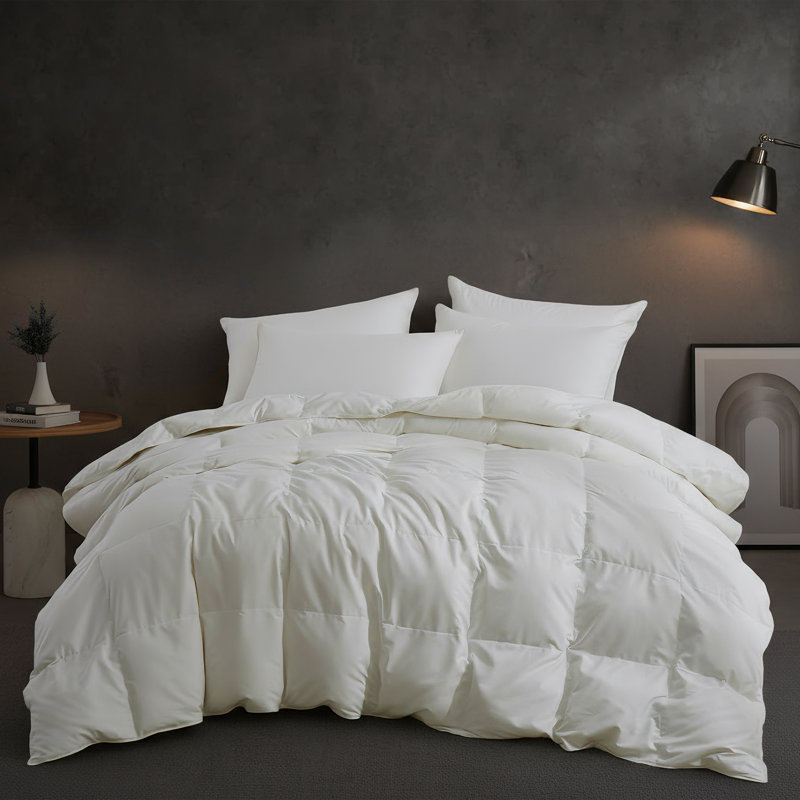 All Season Down and Feather Fiber Comforter, White, King Down Comforter