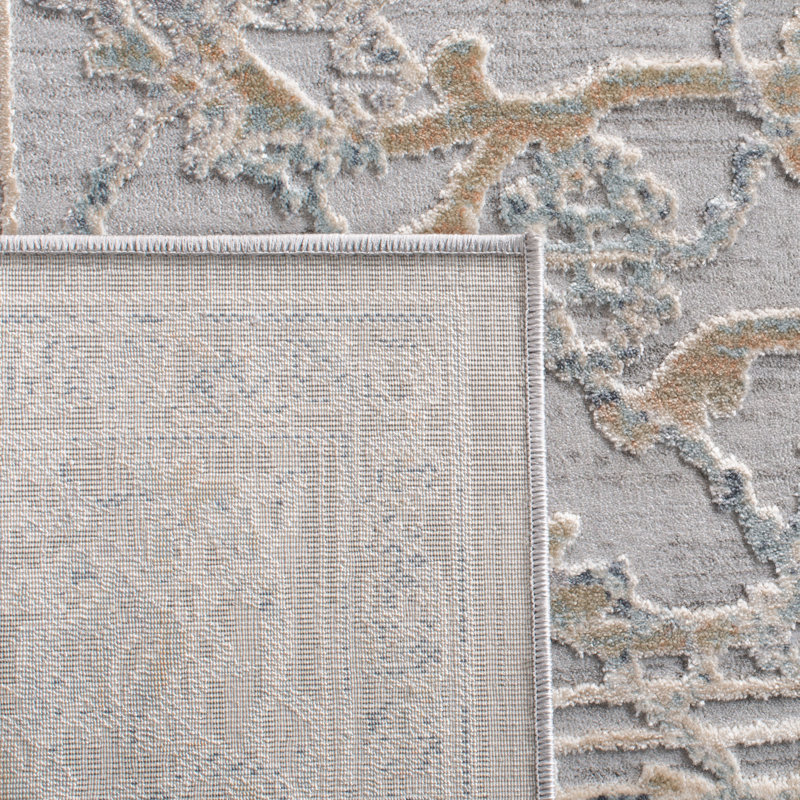 Elegant Gray Hand-Knotted Wool & Synthetic Area Rug