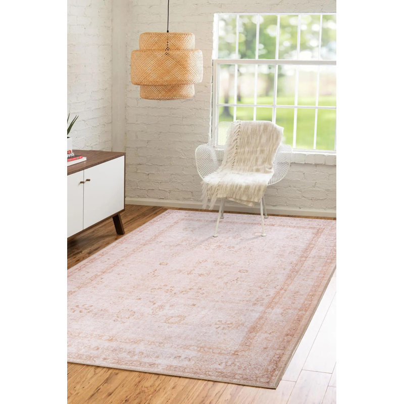Tapis décoratif beige à motif oriental rétro, Rectangle 5 pi x 7 pi 7 po
