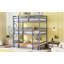 Natural Rubber Wood Triple Watsons Bunk Bed Featuring Two Built-In Ladders, Guardrails, And Detachable Design-1647144994