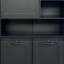 Armoire de buanderie avec portes et tablette, panier à linge inclinable, plusieurs espaces de rangement, style autoportant, tablette ouverte, tablette réglable