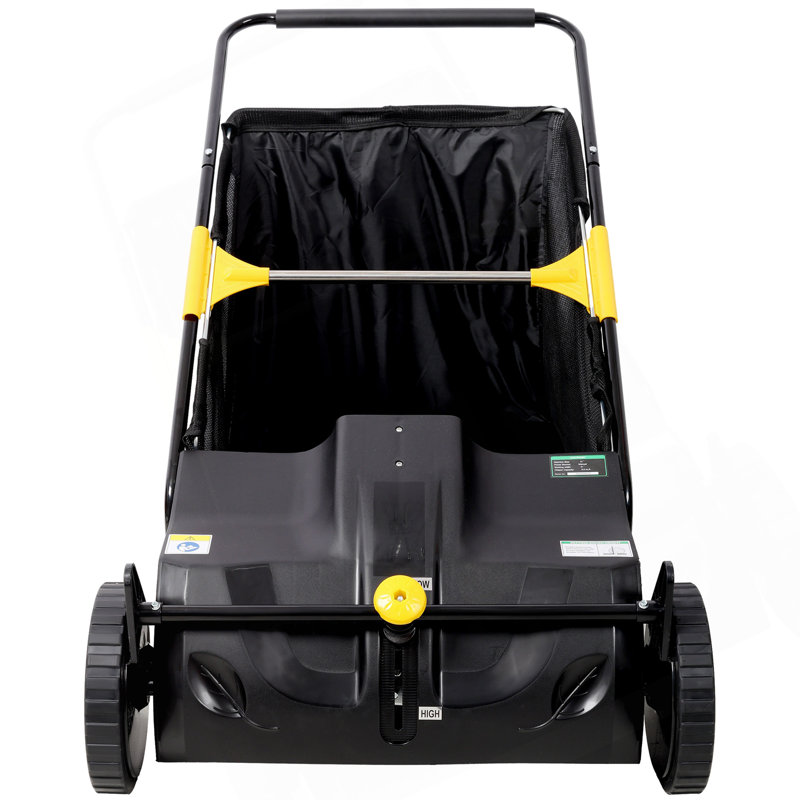 Hand Push Lawn Sweeper, 21 Inch Leaf & Grass Collector 3.5 Cu. Ft Hopper Bag Capacity. With Adjustable Brush Height