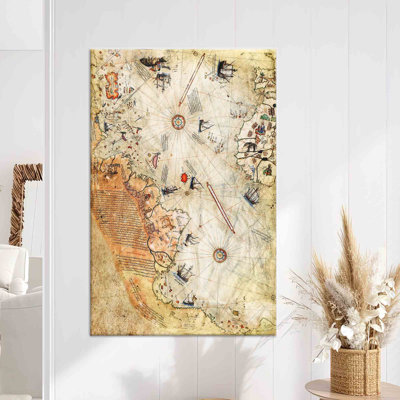 Antique Piri Reis Map Inspired Trendy World Map Canvas Art Featuring A Unique Vintage Poster Style Ready To Elevate Your Home Decor