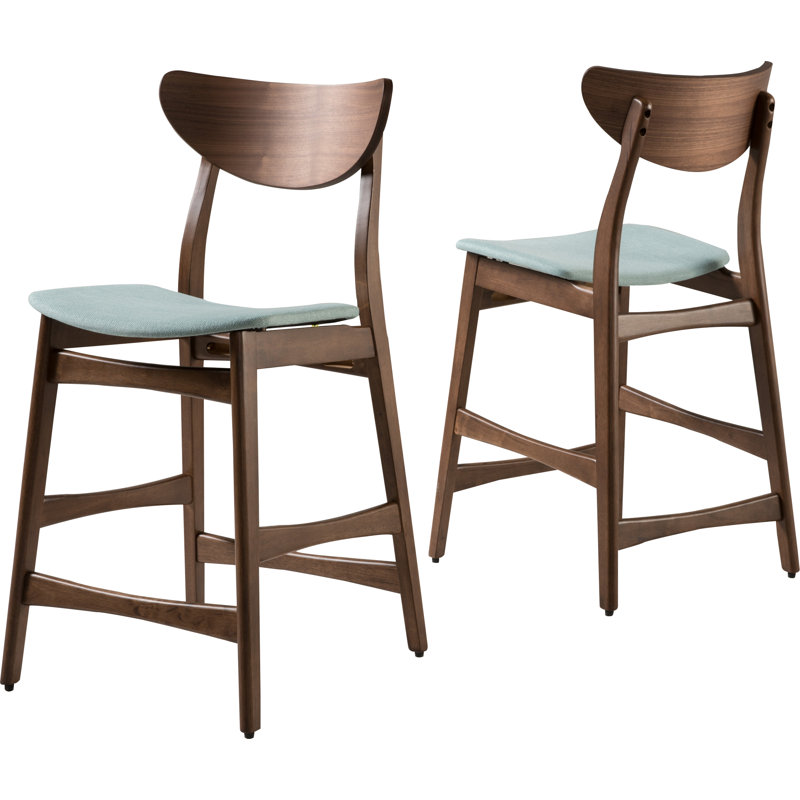 Tabouret de comptoir 24 po Fitz, Menthe, Noyer