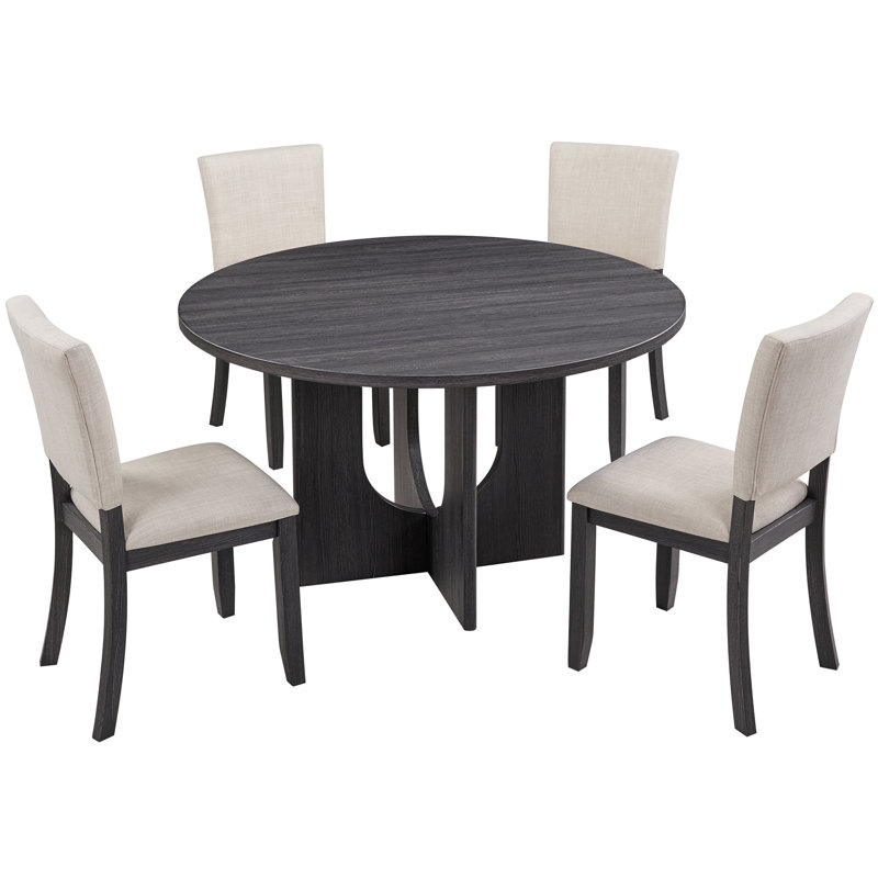 Ensemble de table de salle à manger 5 pièces avec 4 chaises rembourrées pour le salon