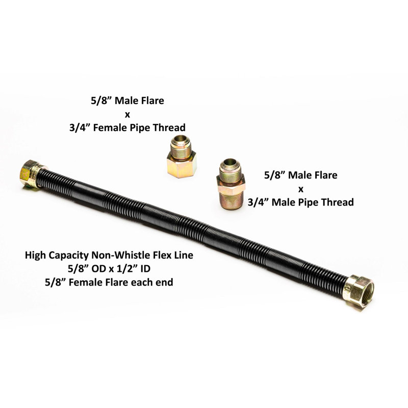 Conduite flexible au gaz 3/4 po sans sifflet de qualité supérieure - NG ou LP - Installation facile