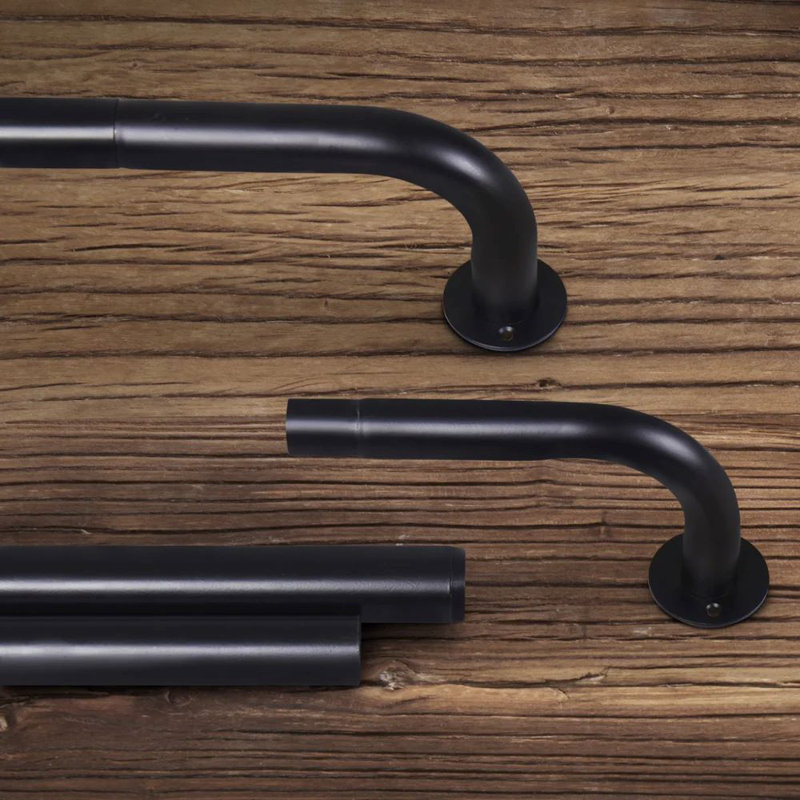 Berin Blackout Curtain Pole with Hardware Accessories, 160-300cm Width, Matte Black